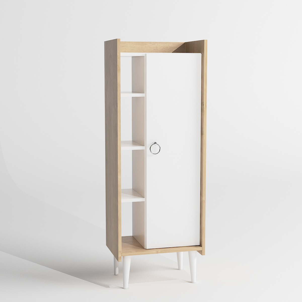 Norda Design Moderne multifunktionsskab, eg og hvid, 50x140x30 cm | 100% melaminbelagt, 18mm tyk | vægmonterbar