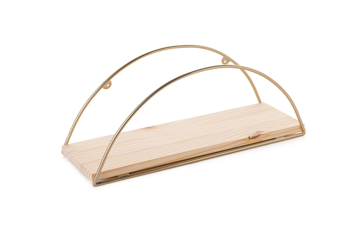 Norda Design massivt træ væghylde, 41 x 17 x 16 cm, guld og brun | metalbeslag, 3 kg kapacitet | moderne design