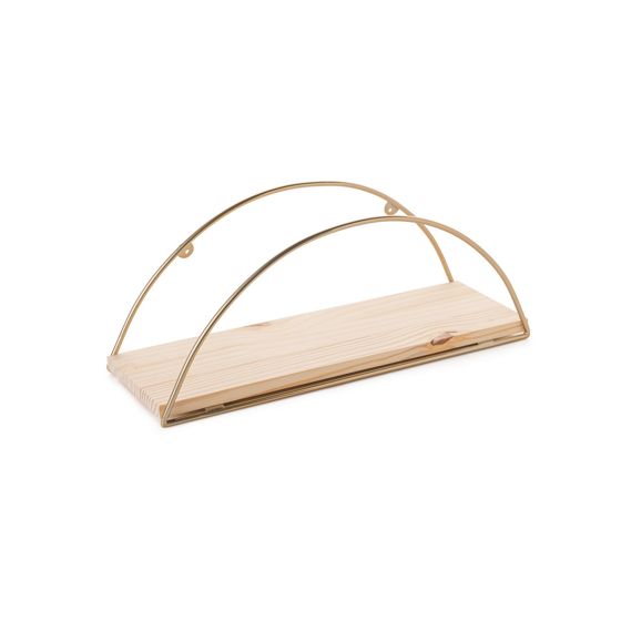 Norda Design massivt træ væghylde, 41 x 17 x 16 cm, guld og brun | metalbeslag, 3 kg kapacitet | moderne design