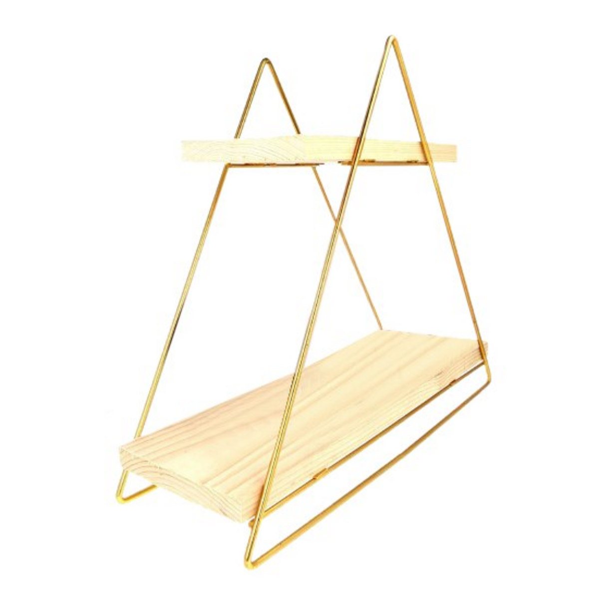 Norda Design massivt træ væghylde med metalbeslag, 38 x 16 x 42 cm, guld og brun | 5 kg kapacitet, moderne design