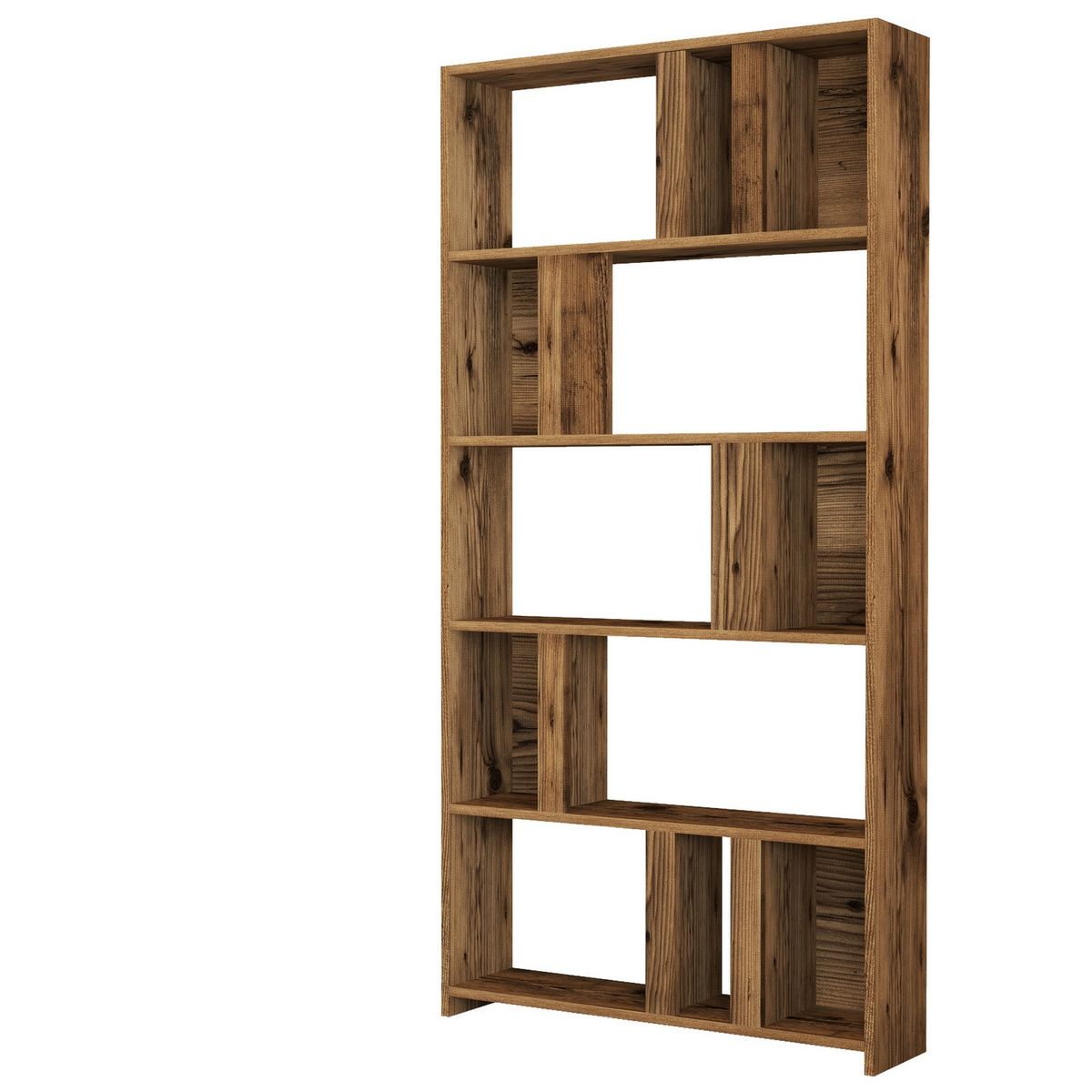 Norda Design Moderne valnød reol, 90x180x20 cm, 100% melaminbelagt, vægmonterbar, 35 kg kapacitet, stilfuld design