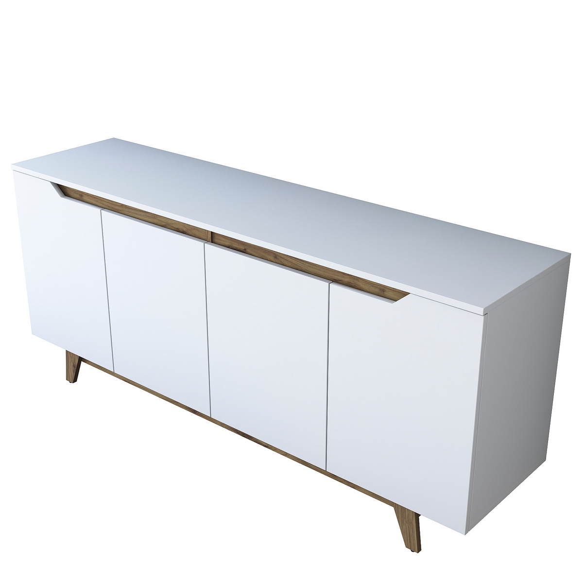 Norda Design Moderne konsolbord med hylder, hvid og valnød, 180 cm | 100% melaminbelagt, vægmonterbar, stilfuld design