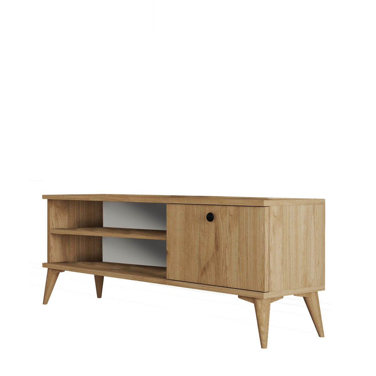 Norda Design Moderne eg TV-bord, 120 cm | 100% melaminbelagt, 18 mm tyk, vægmonterbar, 15 cm ben | stilfuldt og funktionelt