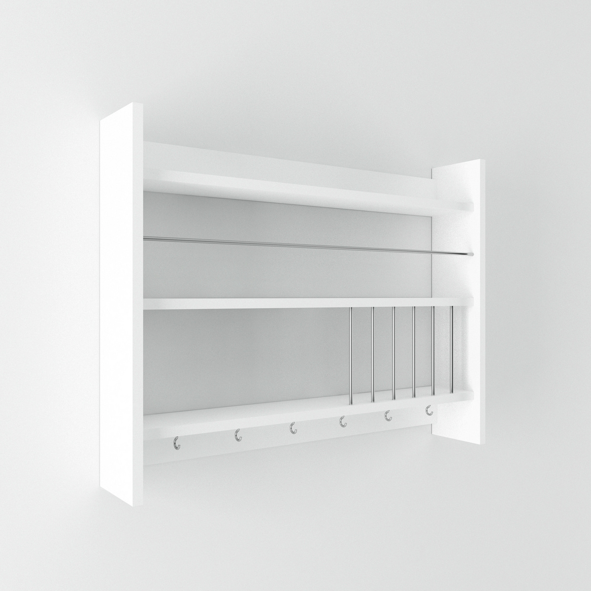 Norda Design Moderne køkkenhylde, hvid, 85 x 15 x 65 cm | 100% melaminbelagt, 18 mm tyk | vægmonterbar design