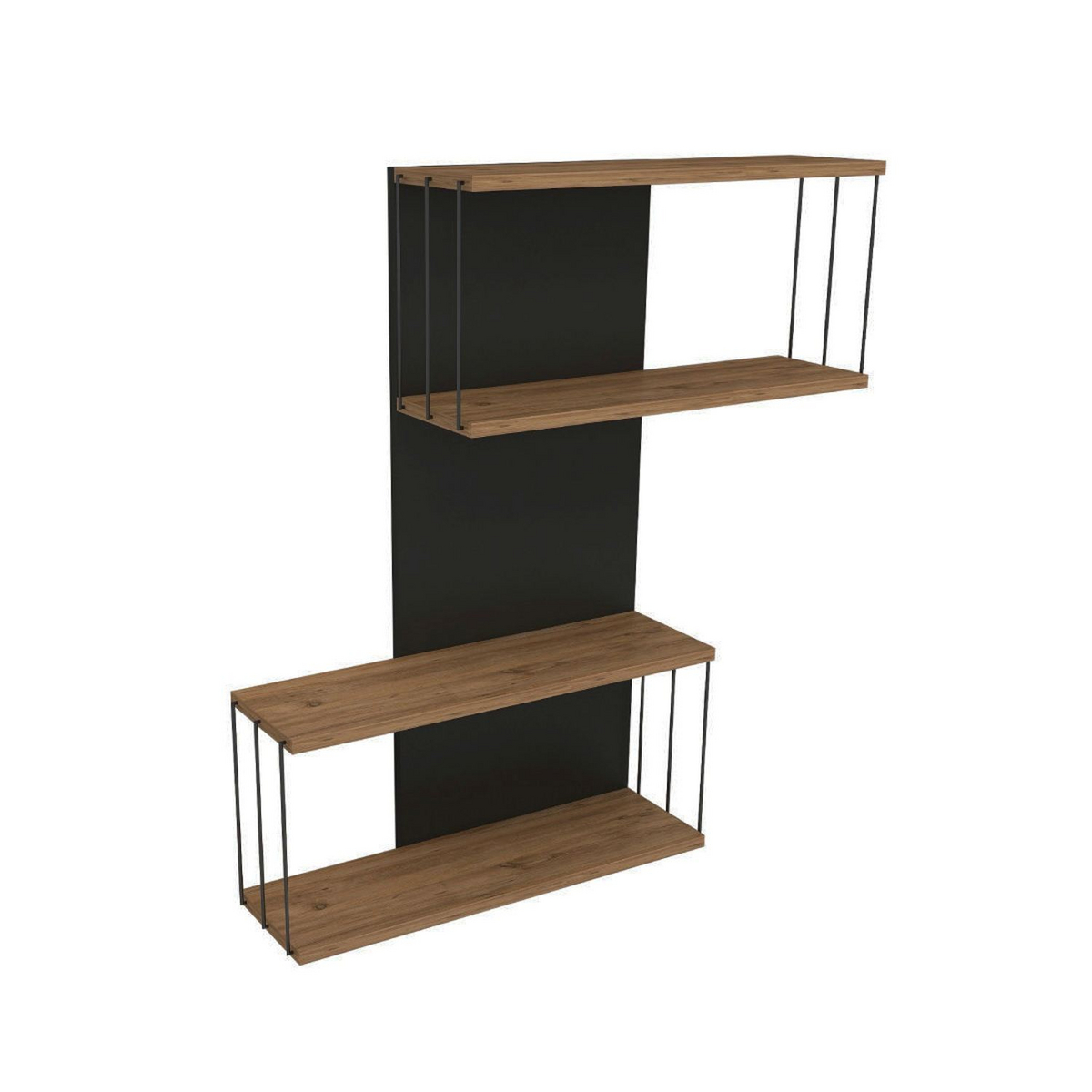Norda Design Moderne væghylde, antracit og eg, 65 x 96 x 19 cm | 100% melaminbelagt, 18 mm tyk | stilfuldt og funktionelt
