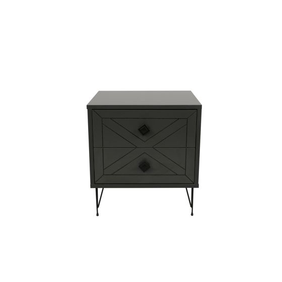 Norda Design Moderne antracit natbord med 2 skuffer, metalben, 50x55x40 cm | 100% melaminbelagt, 18 mm tyk