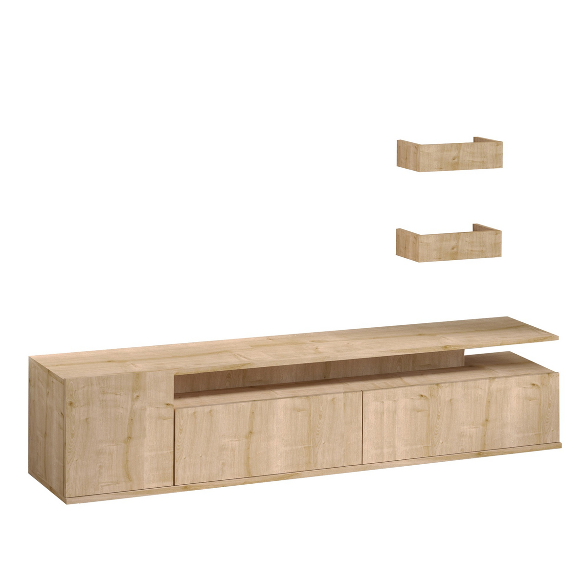 Norda Design Skandinavisk eg TV-møbel, 180 cm | 100% melaminbelagt, 18 mm tyk | vægmonterbar, stilfuld design