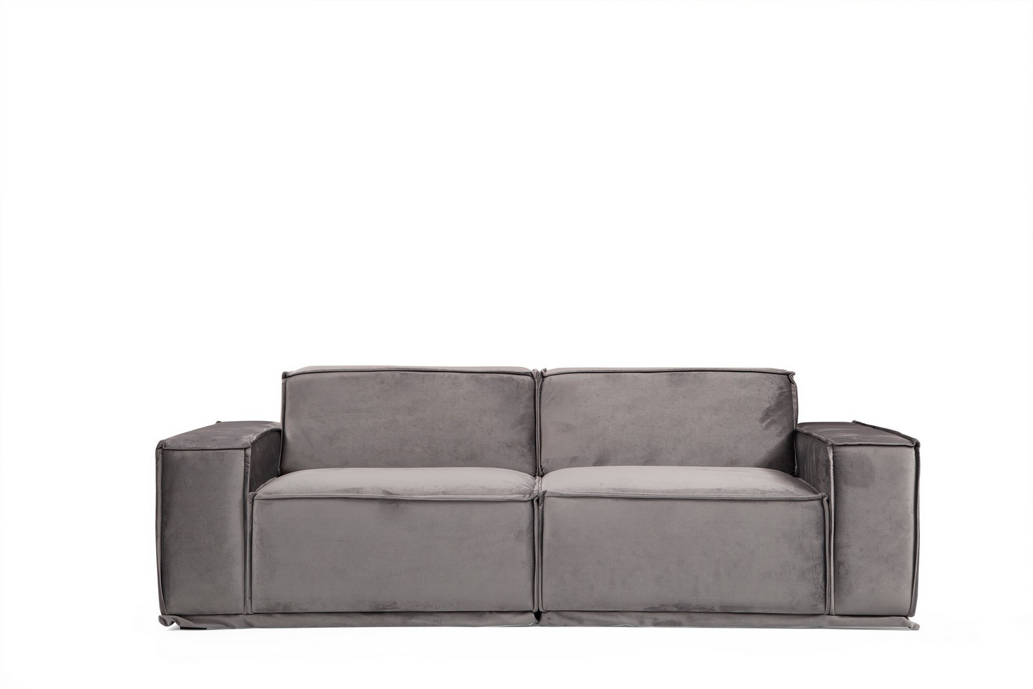 Norda Design Stilfuld 2-personers sofa, grå polyester, 215 x 100 x 76 cm | ramme i bøgetræ, blødt skum, 2 puder medfølger