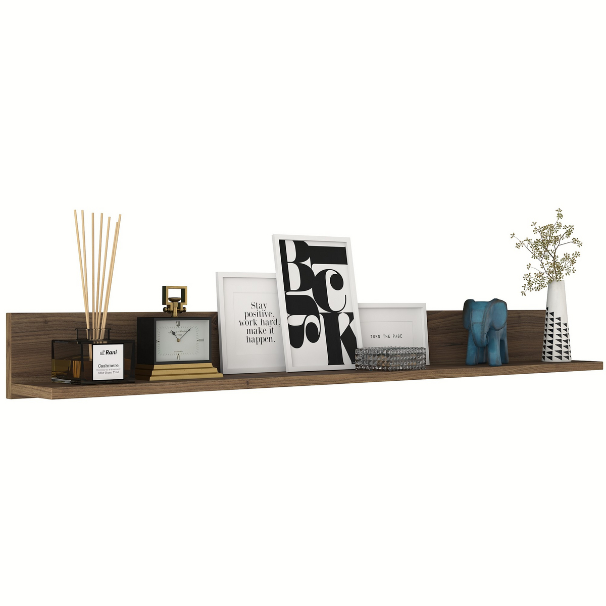 Norda Design Moderne valnød væghylde, 135.8 cm x 15 cm x 13 cm | 100% melaminbelagt spånplade | stilfuldt og funktionelt