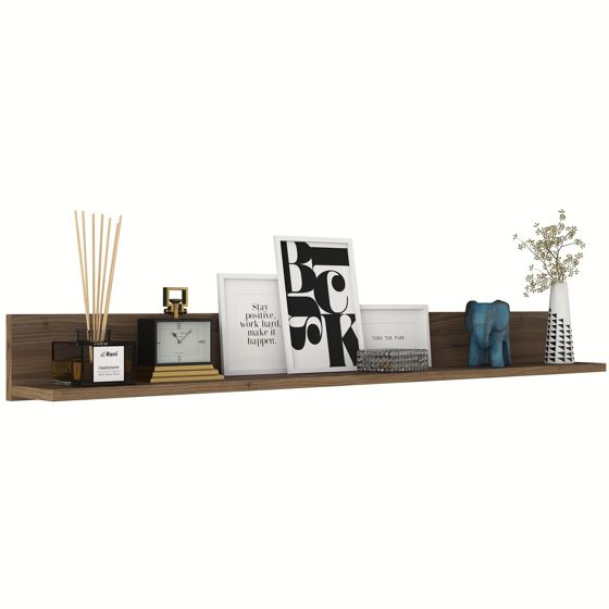 Norda Design Moderne valnød væghylde, 135.8 cm x 15 cm x 13 cm | 100% melaminbelagt spånplade | stilfuldt og funktionelt