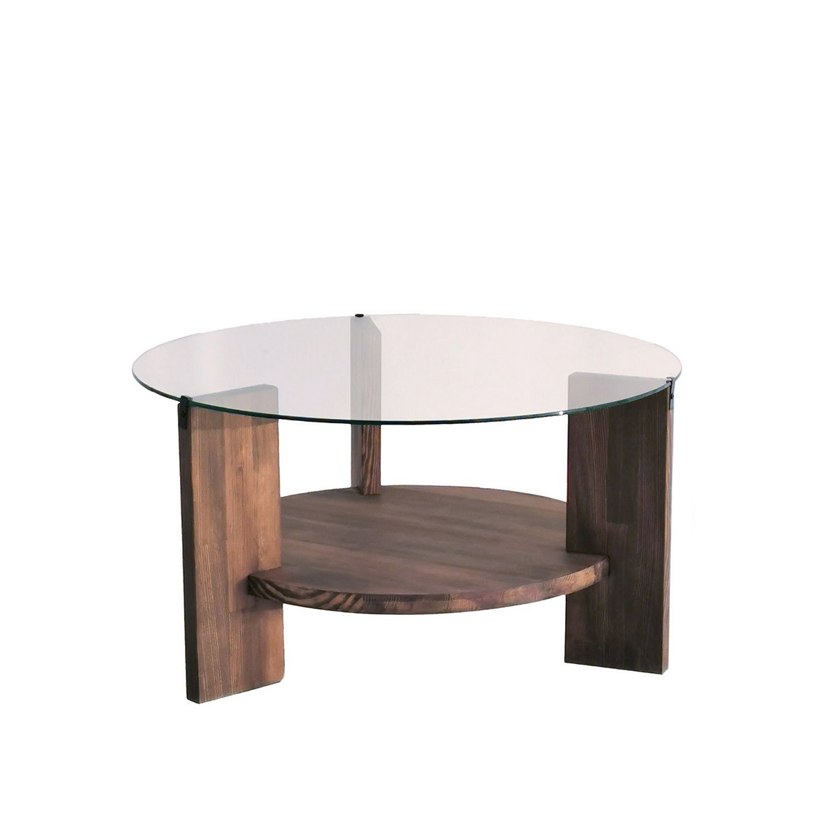 Norda Design Moderne sofabord, valnøddefarve, 75x75x40 cm | 100% hærdet glas og massivt fyrretræ | samlet