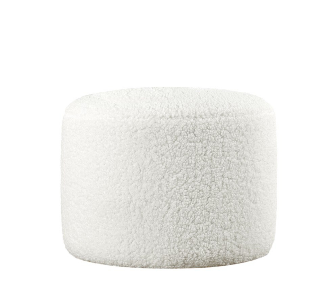 Norda Design Elegant hvid kunstpels puf, 39 cm højde, 54 cm dybde | 10 cm ortopædisk skum, PVC-belagt ben