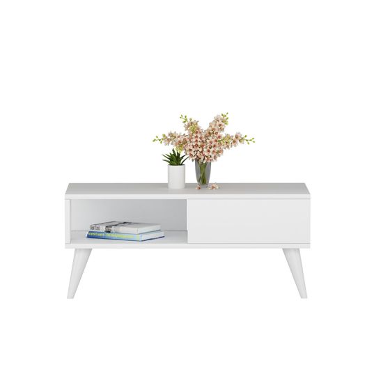 Norda Design Moderne hvid sofabord, 90 x 45 x 40 cm | 100% melaminbelagt spånplade, 18 mm tyk | skandinavisk design
