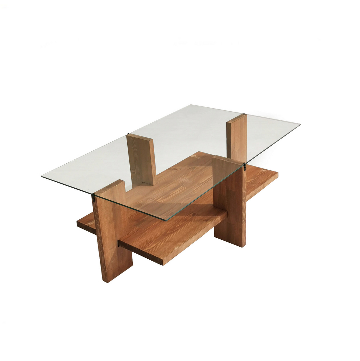 Norda Design Moderne sofabord, 105 cm x 60 cm x 40 cm, 100% hærdet glas og ramme i massivt træ, elegant design