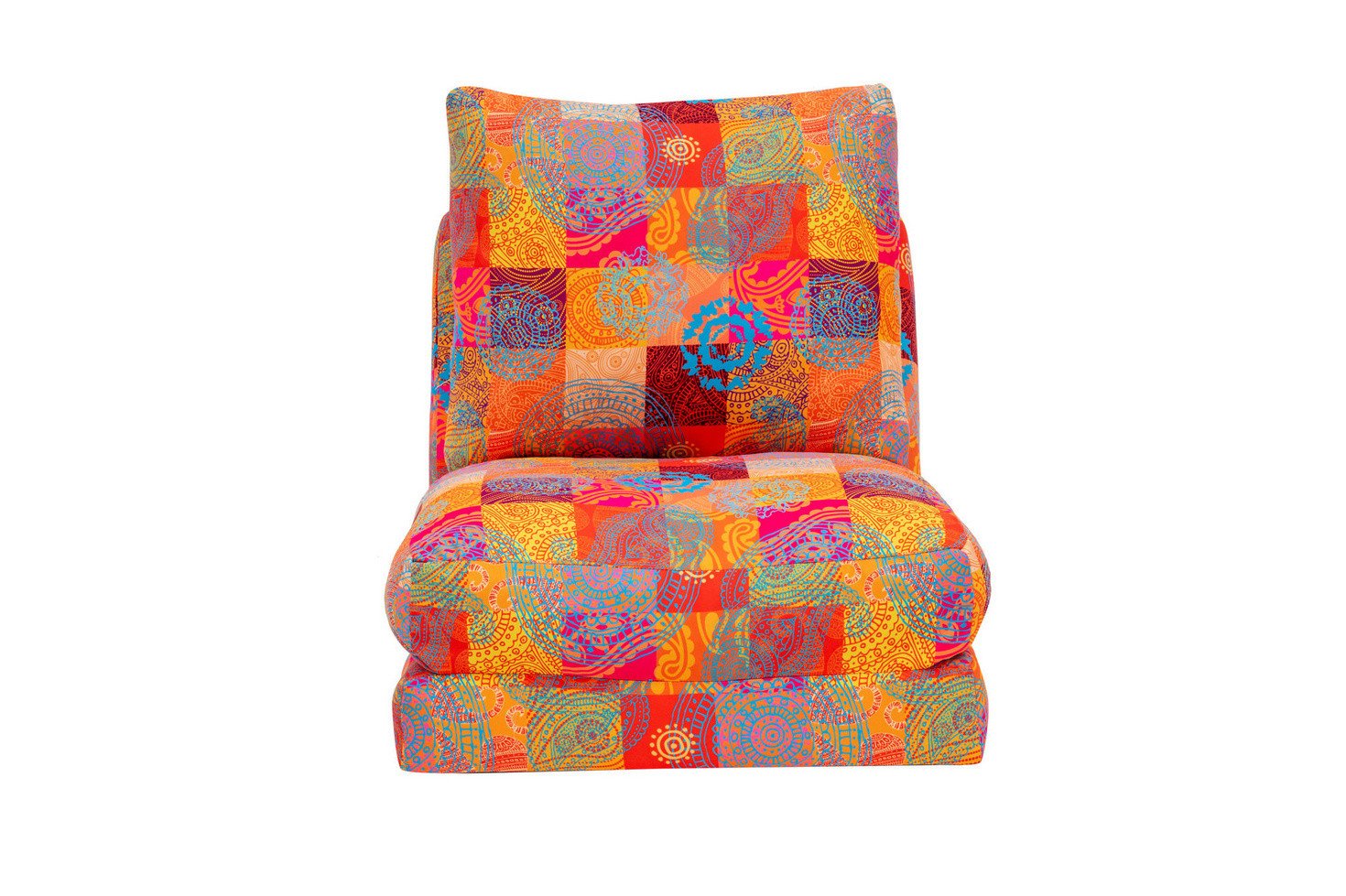 Norda Design 1-personers sovesofa, metalramme, patchworkstof, ryglæn justerbart i 14 niveauer, Converts Easily, 100 kg