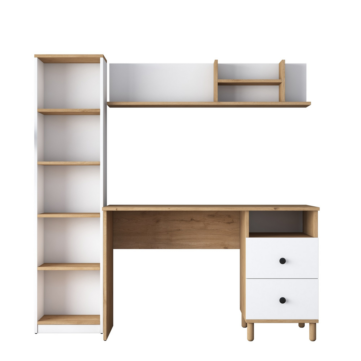 Norda Design Moderne skrivebord, valnød og hvid, 120 x 50 x 161.8 cm | 100% melaminbelagt, 18 mm tyk | stilfuldt og funktionelt