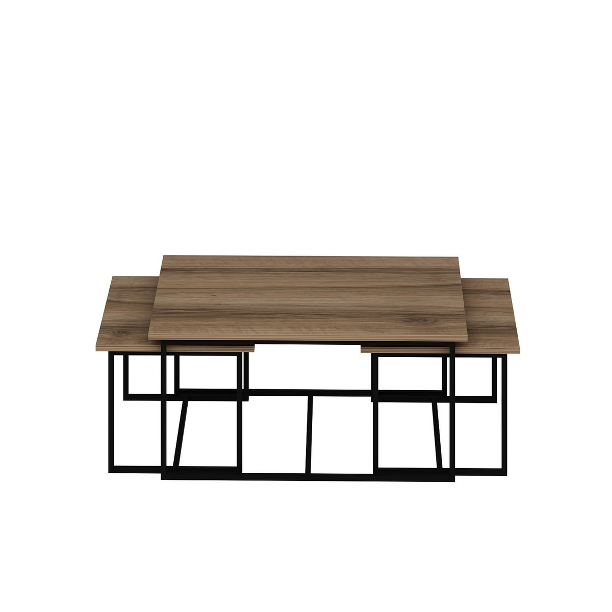 Norda Design Moderne valnød indskudsbordssæt (3 dele) | 100% melaminbelagt, metalramme | stilfuldt og funktionelt