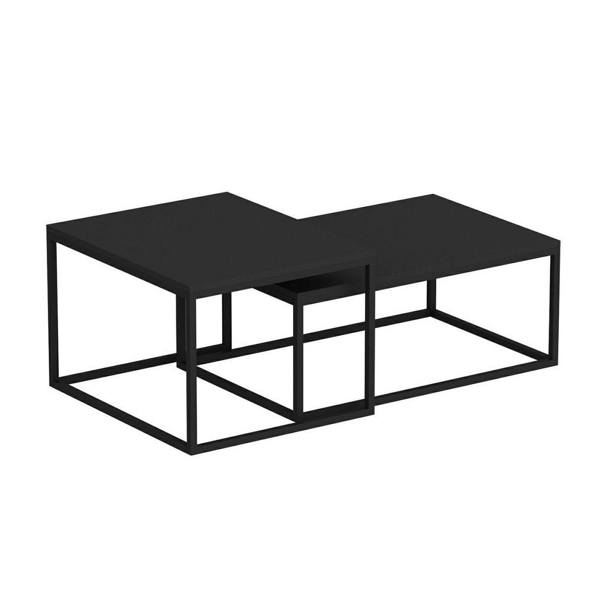Norda Design Moderne sort indskudsborde (2 dele), metalramme, 100% melaminbelagt, 18mm tyk | stilfuldt og funktionelt