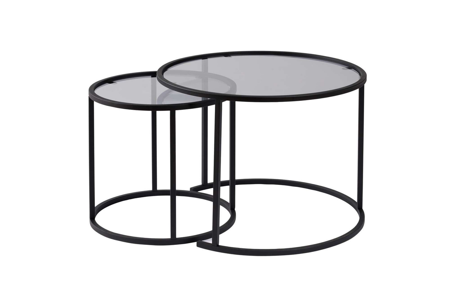 Norda Design Moderne sort sofabordssæt (2 dele) | 100% hærdet glas og metalramme | stilfuldt industrielt design