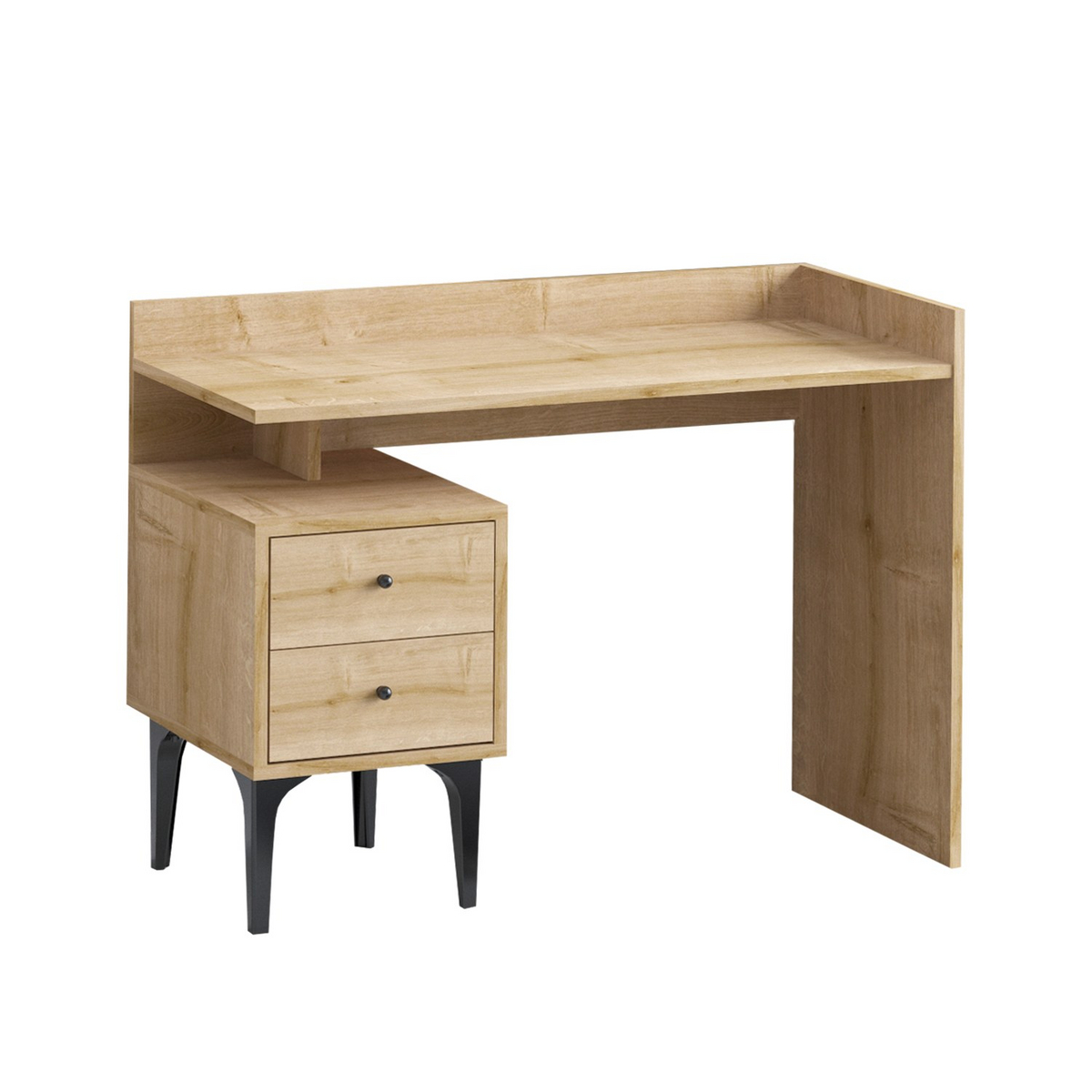 Norda Design Industriel skrivebord, egfarve, 100 cm x 80 cm x 45 cm | 100% melaminbelagt, 18 mm tyk | stilfuldt og holdbart