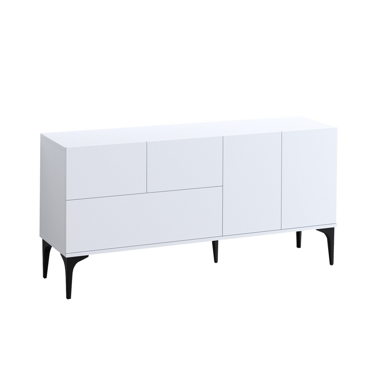 Norda Design Moderne konsolbord, hvid og sort, 150 x 75 x 35 cm | 100% melaminbelagt, 18 mm tyk | stilfuldt og funktionelt
