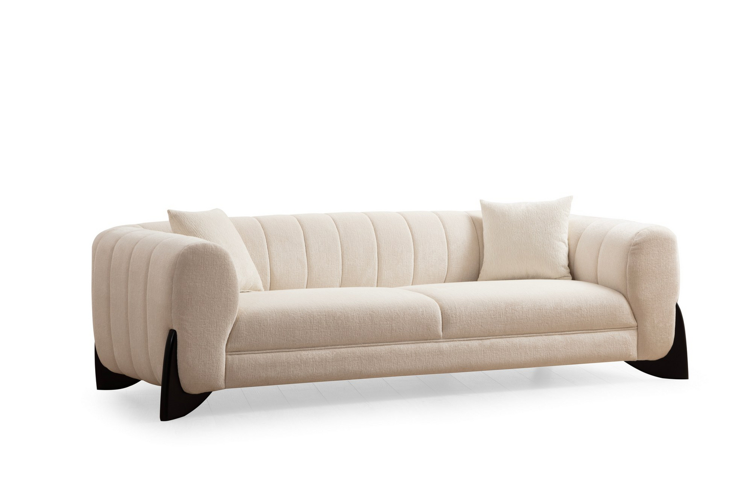 Norda Design Elegant 3-personers sofa, hvid, 248 cm | ramme i bøgetræ, 100% polyester, bløde skumhynder | moderne design