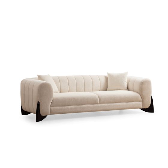 Norda Design Elegant 3-personers sofa, hvid, 248 cm | ramme i bøgetræ, 100% polyester, bløde skumhynder | moderne design