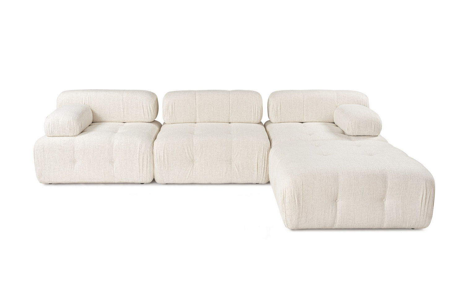 Norda Design Elegant hjørnesofa, creme, 300x200 cm | ramme i bøgetræ, 100% polyester, 28 DNS-skum | moderne design