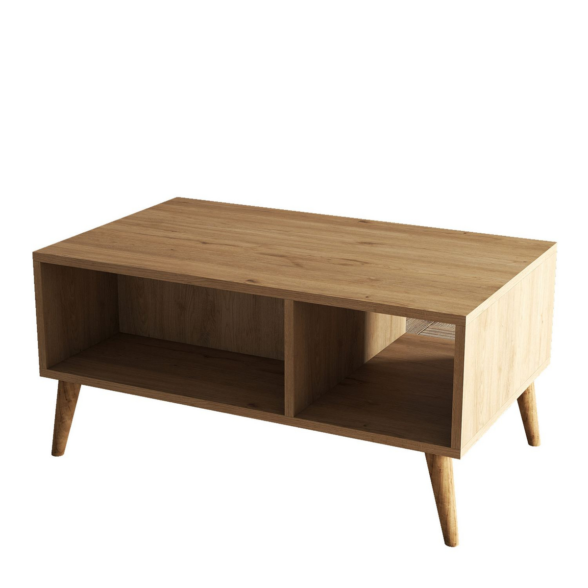 Norda Design Moderne 2-lags sofabord, egfarve, 90x54x41.6 cm | 100% melaminbelagt, træben | skandinavisk design