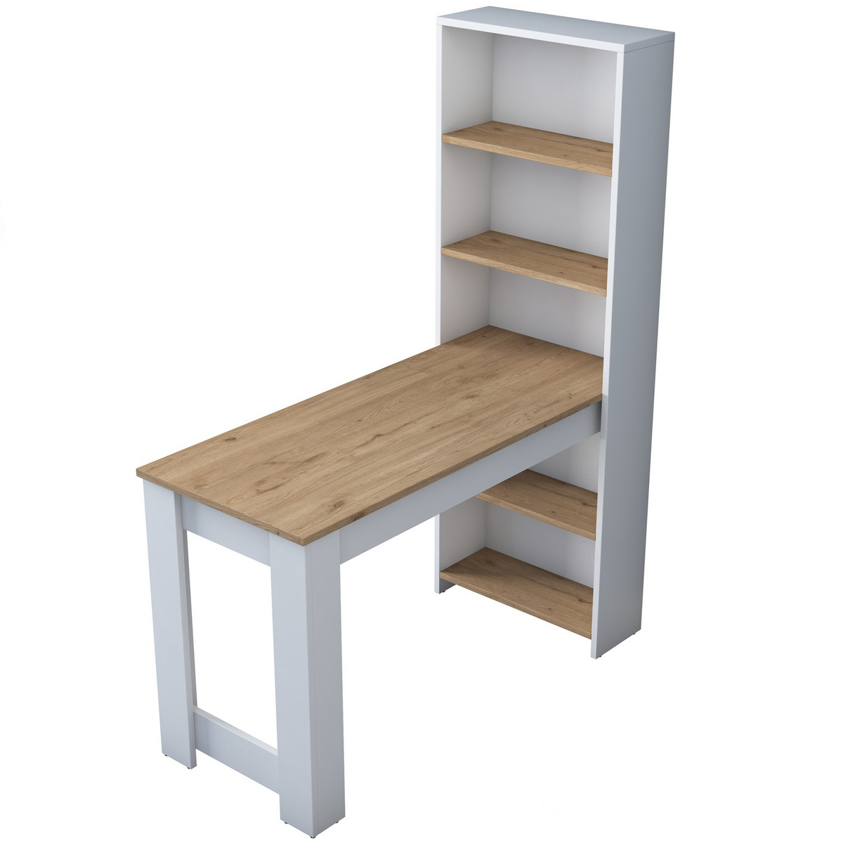Norda Design Moderne køkkenbord med vægmonterede hylder, valnød og hvid, 100% melamin, 120 cm | stilfuldt og funktionelt