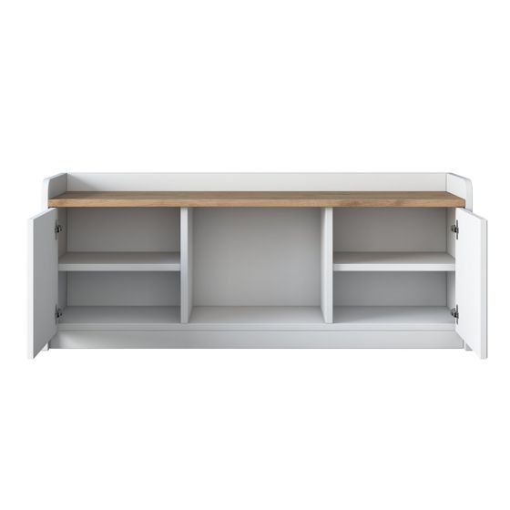 Norda Design Moderne skoskab, hvid og valnød, 120 x 45 x 40 cm | 100% melaminbelagt, Membrane MDF døre | stilfuld opbevaringsløsning