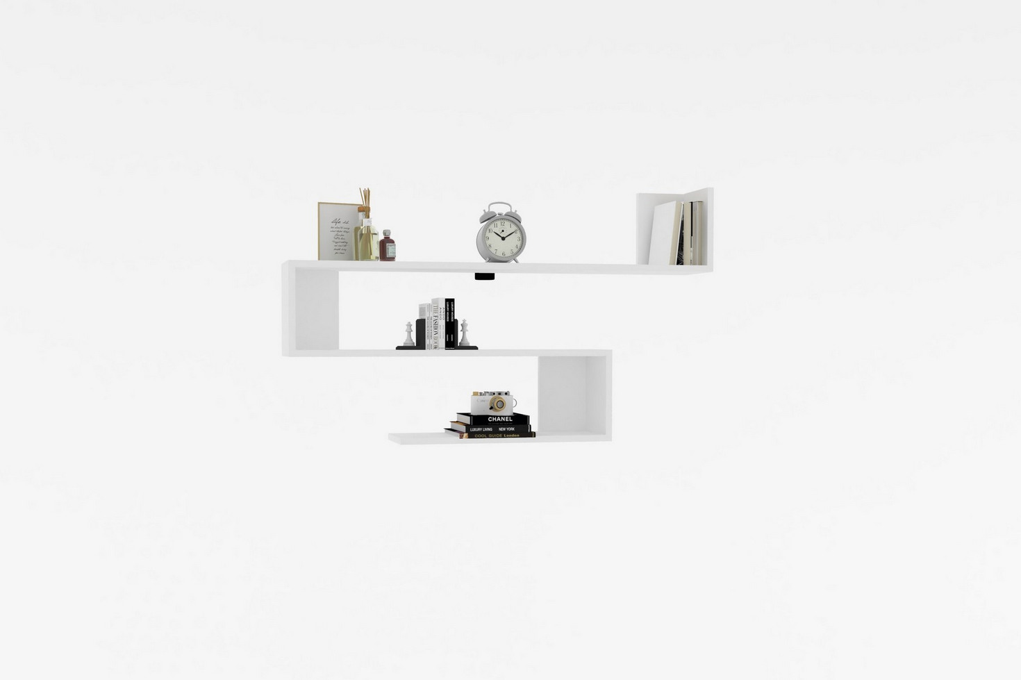 Norda Design Moderne væghylde, hvid, 120 x 71 x 20 cm | 100% melaminbelagt, 18 mm tyk | stilfuld opbevaringsløsning