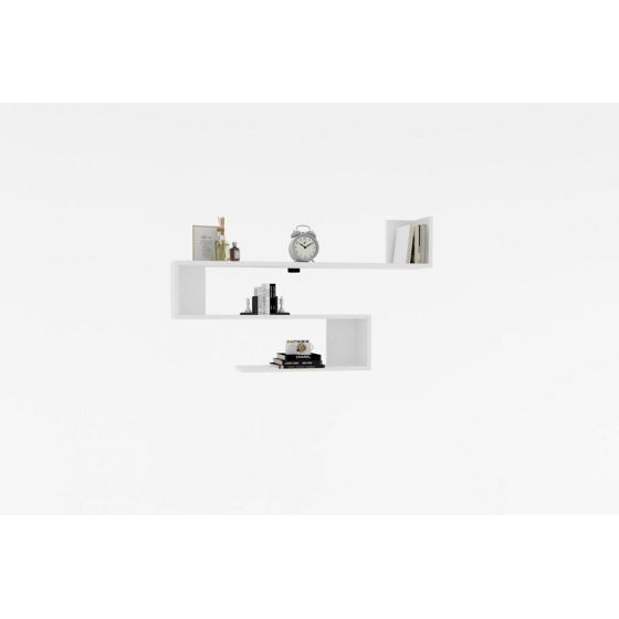 Norda Design Moderne væghylde, hvid, 120 x 71 x 20 cm | 100% melaminbelagt, 18 mm tyk | stilfuld opbevaringsløsning