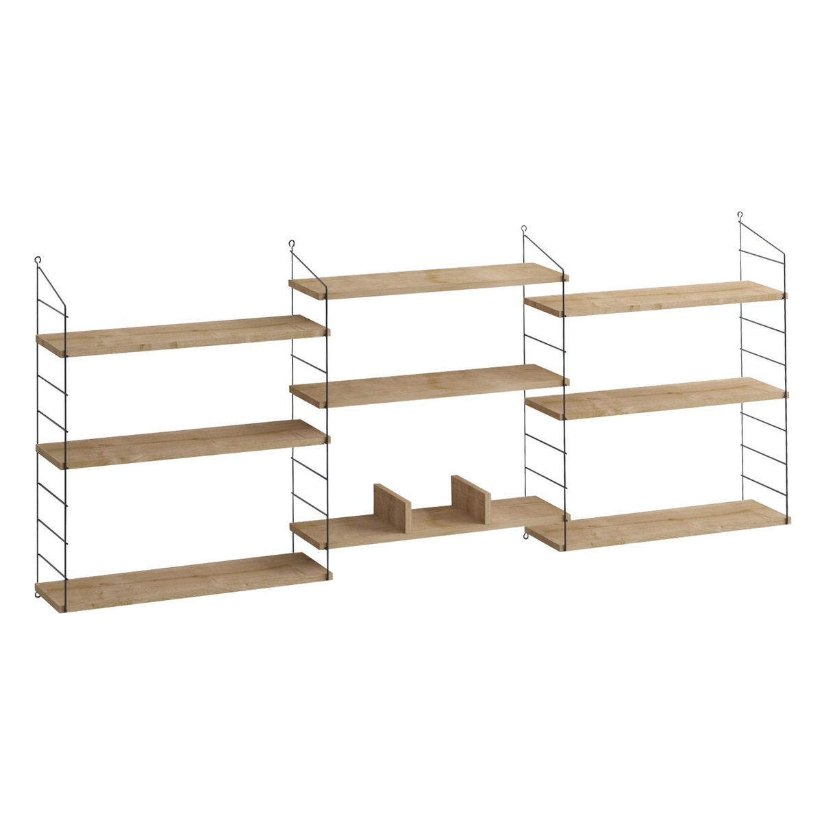 Norda Design Moderne eg reol, 85 x 216 x 20 cm | 100% melaminbelagt, 18 mm tyk | stilfuldt og funktionelt design