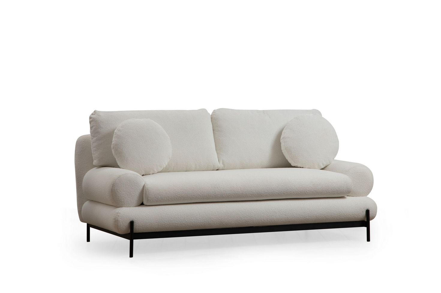 Norda Design Elegant 2-personers sofa, hvid, 188 cm | ramme i bøgetræ, 100% polyester, blødt skum og puder medfølger