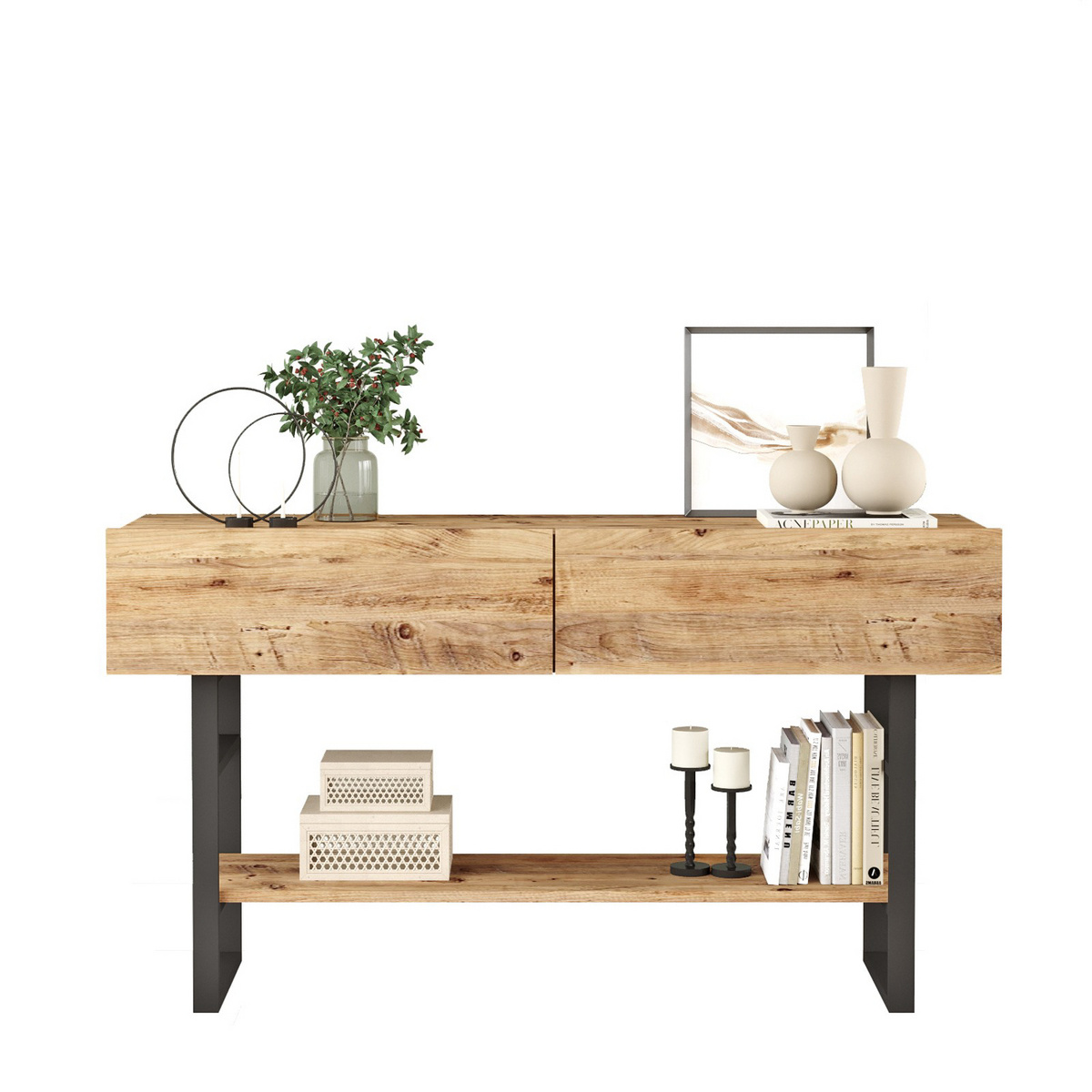 Norda Design Moderne entrémøbel, Atlantic Pine, 138.8 x 75.7 x 43 cm | 100% melaminbelagt, 18 mm tyk | stilfuldt og funktionelt