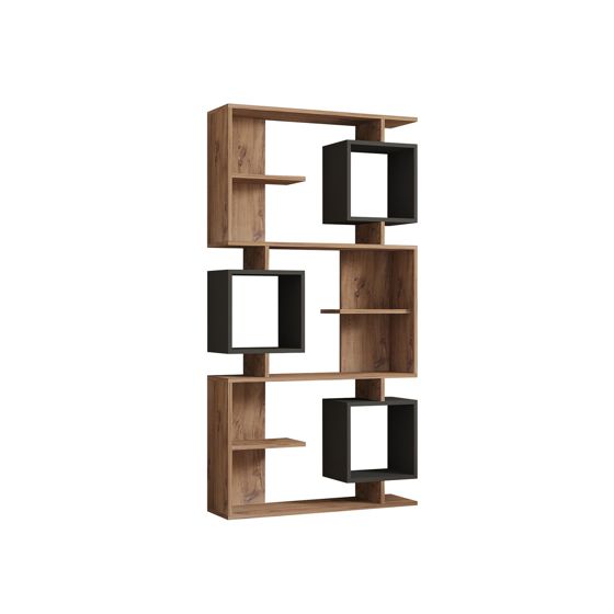 Norda Design Moderne reol, Atlantic Pine og antracit, 90 x 171.9 x 24.6 cm | 100% melaminbelagt, 18 mm tyk