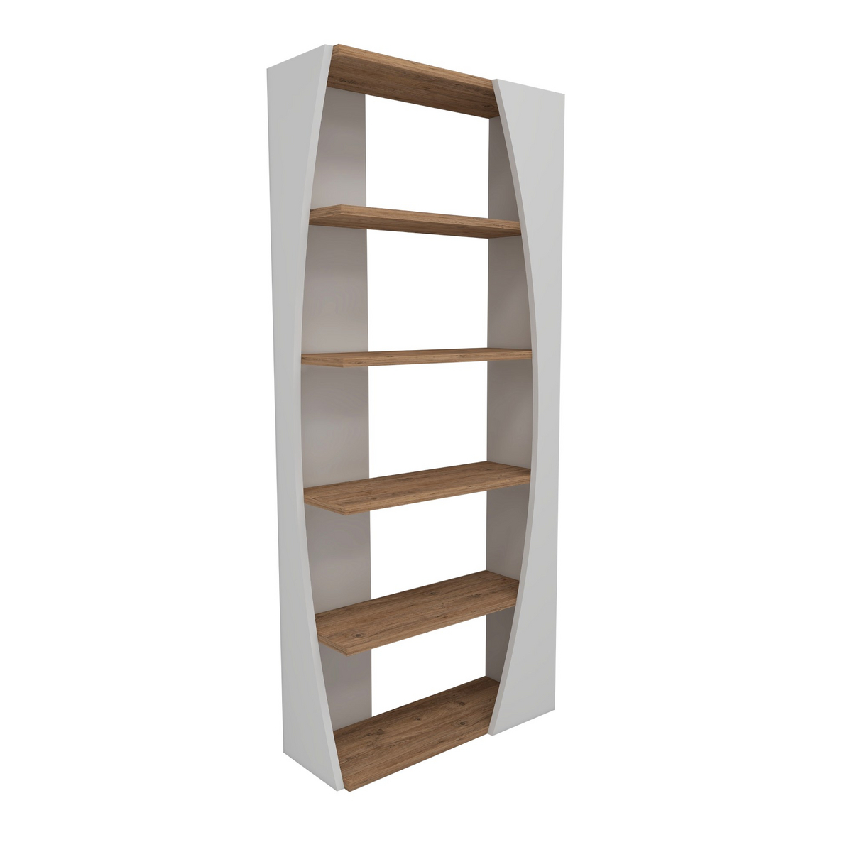 Norda Design Moderne reol, Atlantic Pine og hvid, 150 cm x 63.6 cm x 23.8 cm | 100% melaminbelagt, 18 mm tyk
