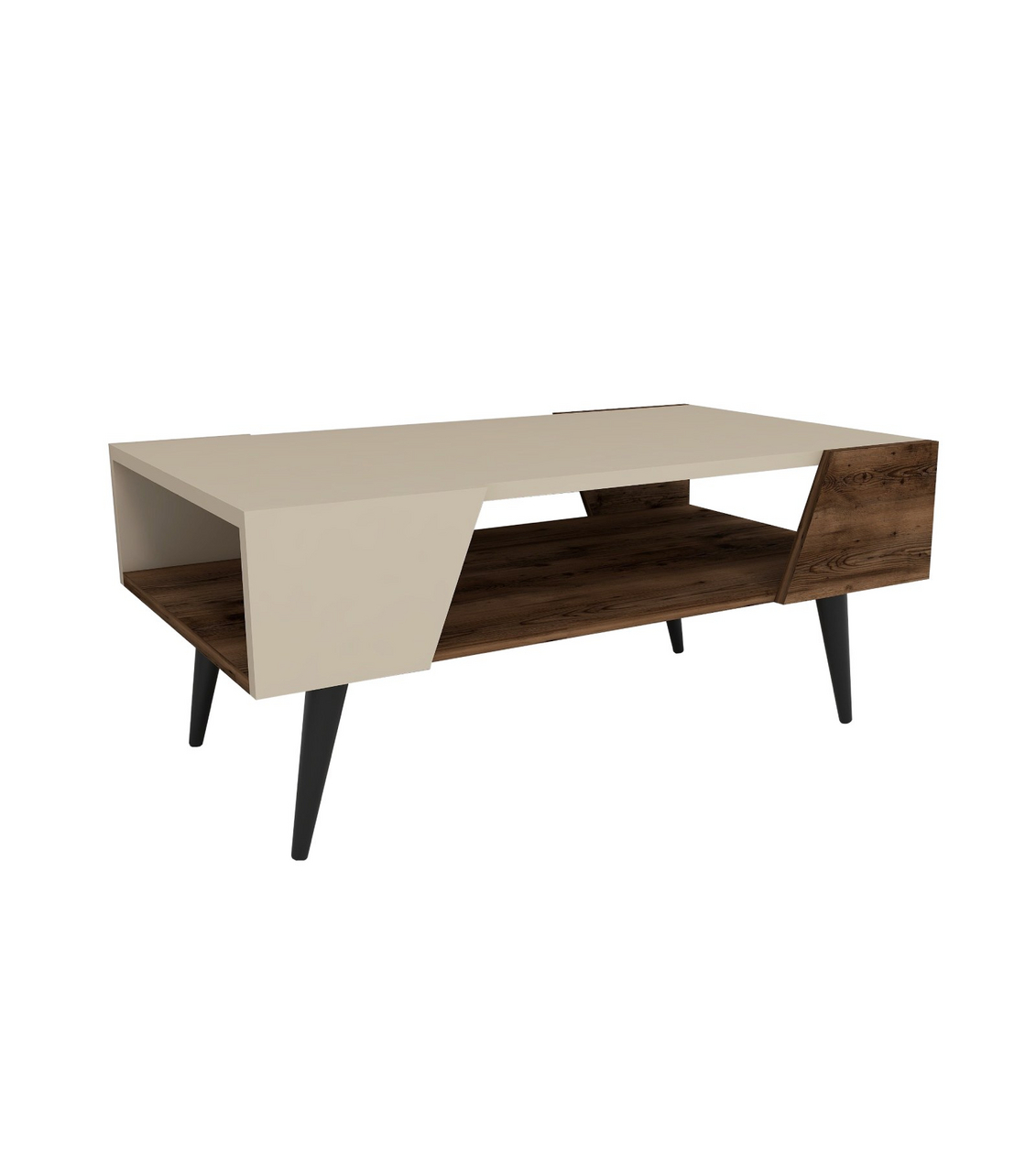 Norda Design Moderne sofabord, beige og lys valnød, 90 x 53.6 x 38 cm | 100% melaminbelagt, 18 mm tyk | stilfuldt og funktionelt design