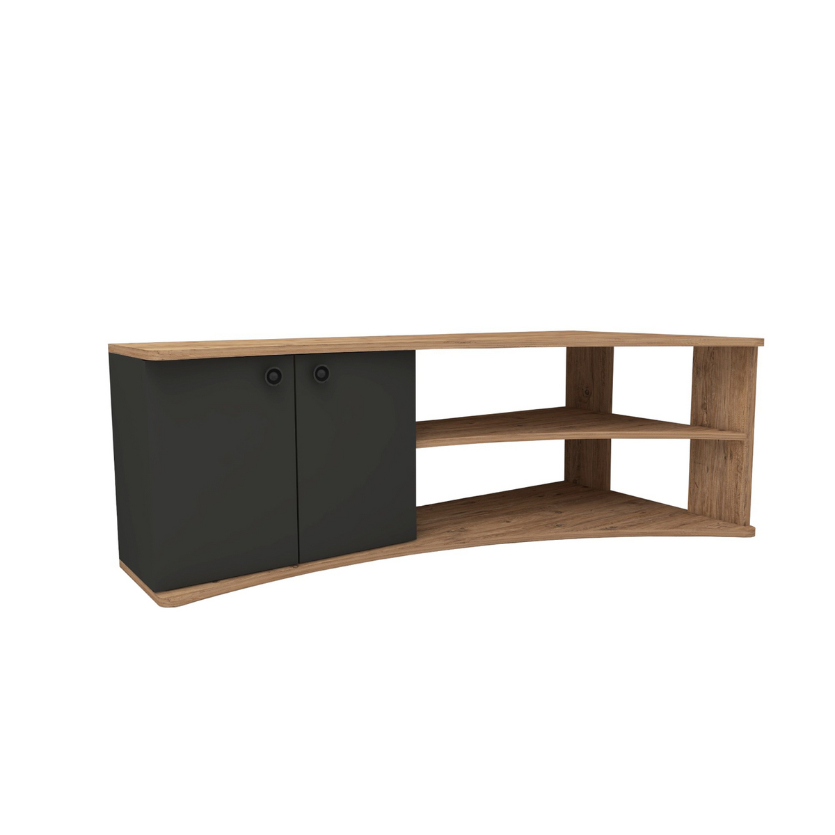 Norda Design Moderne TV-bord, Atlantic Pine og antracit, 135 x 67.7 x 48.6 cm | 100% melaminbelagt, 18 mm tyk | stilfuldt og funktionelt design