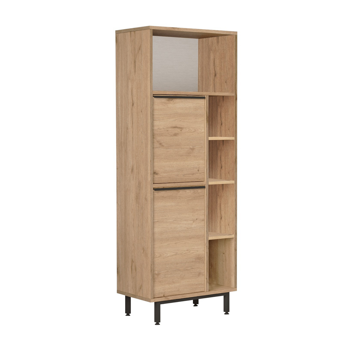 Norda Design Stilfuld valnød badeværelsesskab, 60 cm x 161.6 cm x 35.5 cm | 100% melaminbelagt, metalben | moderne industrielt design