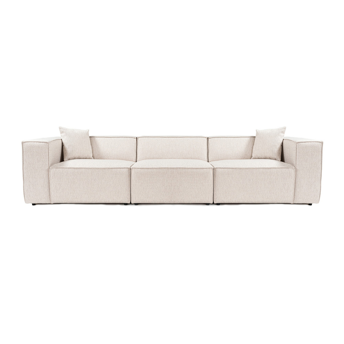 Norda Design Elegant 3-personers sofa, lysebrun, 303 cm | 100% ramme i avnbøg, hørstof, 32 DNS-skum, 2 puder