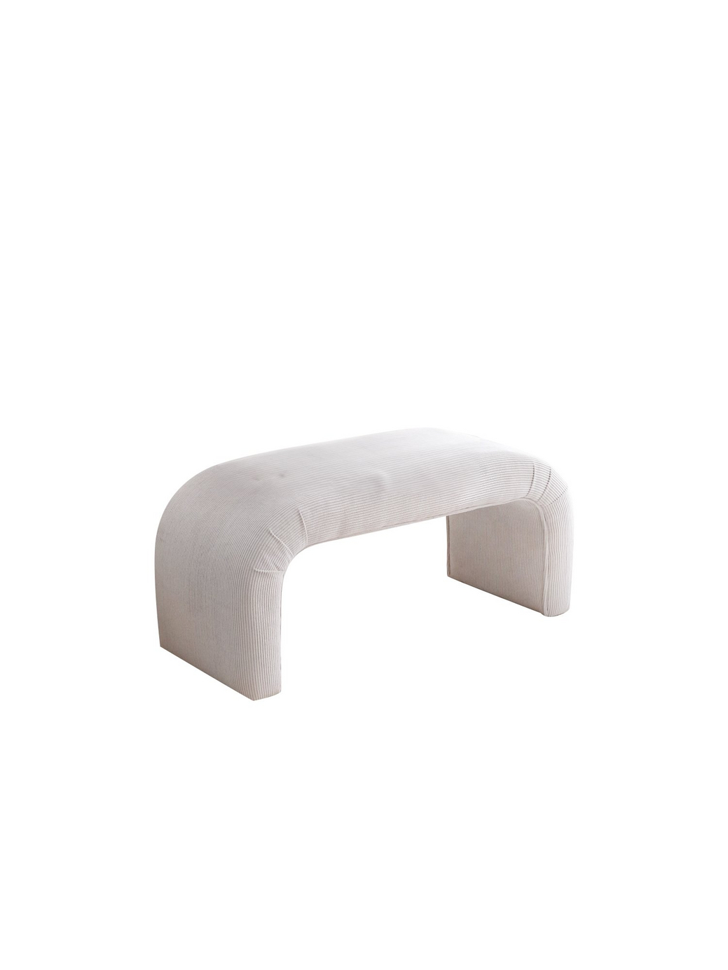Norda Design Elegant hvid puf, fløjlsriflet stof, 106 x 45 x 46 cm | 100% polyester, ramme i bøgetræ | stilfuld og alsidig