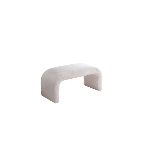Norda Design Elegant hvid puf, fløjlsriflet stof, 106 x 45 x 46 cm | 100% polyester, ramme i bøgetræ | stilfuld og alsidig