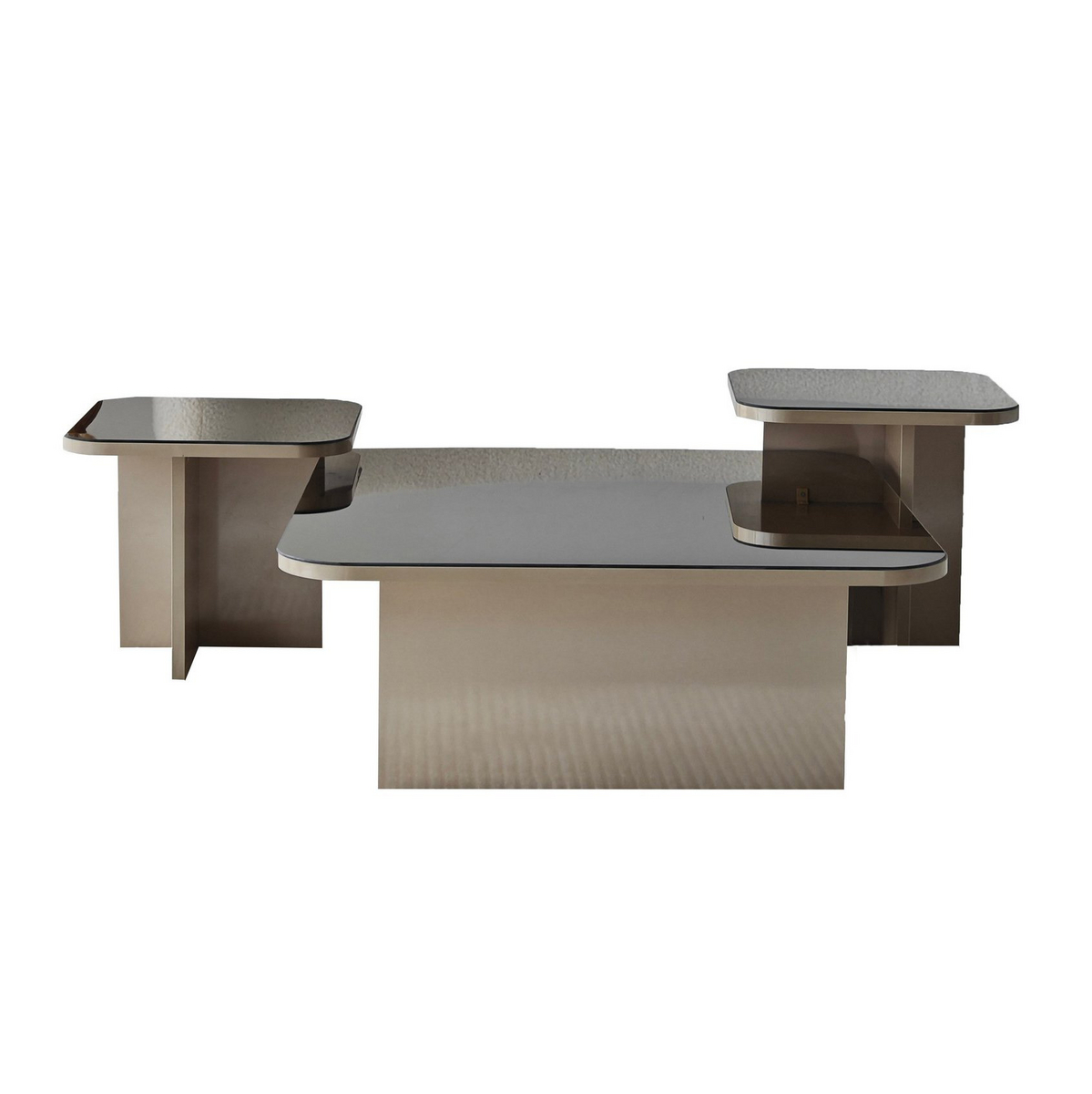 Norda Design Moderne sofabordssæt (3 dele), beige og bronze, 80x30 og 40x35/40x40 cm | 100% melaminbelagt | stilfuldt og funktionelt