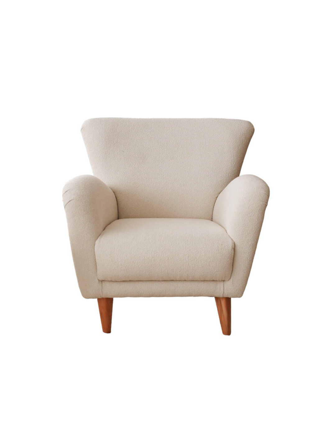 Norda Design Elegant lænestol, hvid teddystof, 85 x 85 x 82 cm | 100% træ ramme, perfekt til moderne ophold