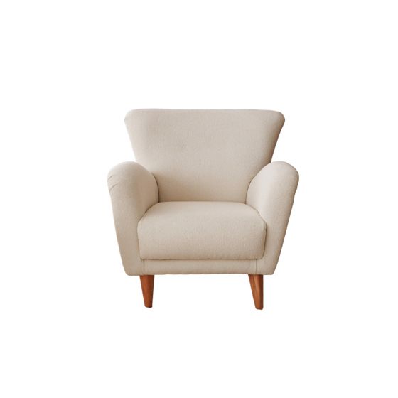 Norda Design Elegant lænestol, hvid teddystof, 85 x 85 x 82 cm | 100% træ ramme, perfekt til moderne ophold