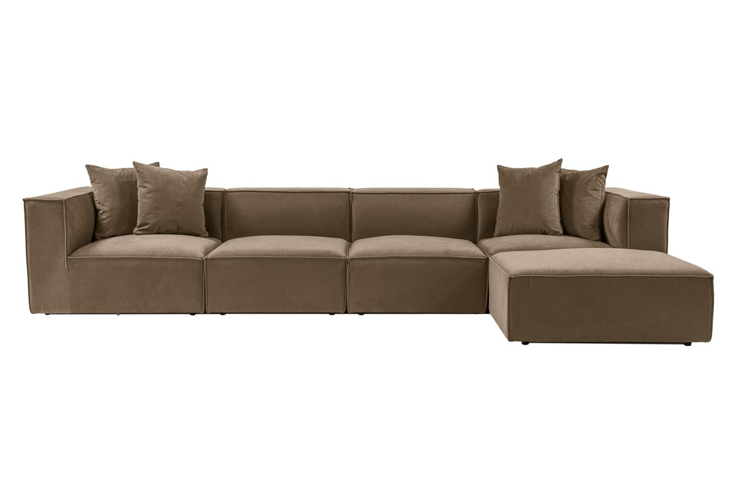 Norda Design Elegant hjørnesofa, brun, 350 cm x 190 cm | 100% ramme i avnbøg, 100% hør, 32 DNS-skum | Includes puf