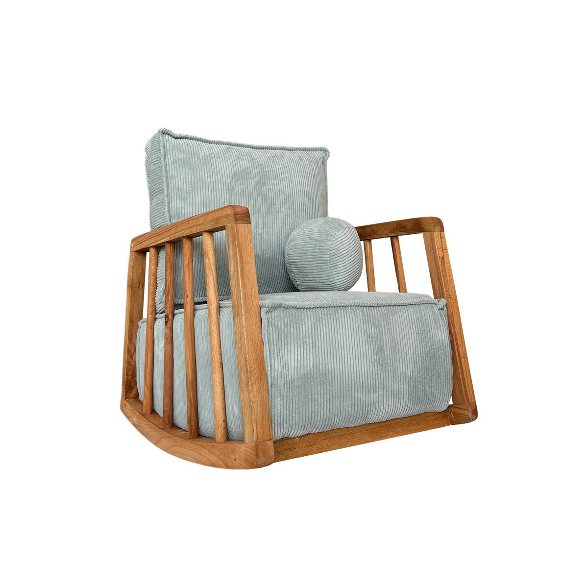 Norda Design Elegant lænestol, blå, 50 cm W x 63 cm H x 72 cm D | 100% ramme i avnbøg, blødt polyesterstof