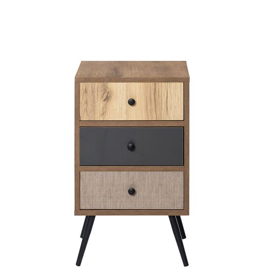 Norda Design Moderne skandinavisk kommode med 3 skuffer, Hitit farve, 41x70x40 cm | 100% melamin, jernben